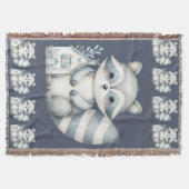 Whimsical Raccoon Night Woodland Cottage Scene Decke (Vorderseite)