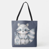 Whimsical Raccoon Night Woodland Cottage Scene Tasche (Vorderseite)