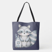 Whimsical Raccoon Night Woodland Cottage Scene Tasche (Rückseite)