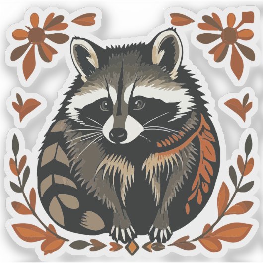 Whimsical Raccoon Woodland Animal Folks oder Triba Aufkleber (Vorderseite)