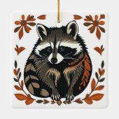 Whimsical Raccoon Woodland Animal Folks oder Triba Keramikornament (Rückseite)