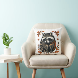 Whimsical Raccoon Woodland Animal Folks oder Triba Kissen