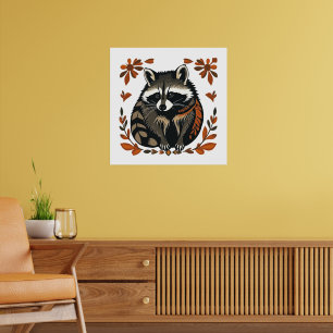 Whimsical Raccoon Woodland Animal Folks oder Triba Poster