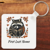 Whimsical Raccoon Woodland Animal Folks oder Triba Schlüsselanhänger (Rückseite)