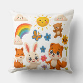 Whimsical Rainbow Animals Decorative Pillow Kissen (Vorderseite)