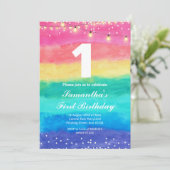 Whimsical Rainbow Birthday Einladung (Stehend Vorderseite)