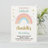Whimsical Rainbow Birthday Einladung (Stehend Vorderseite)