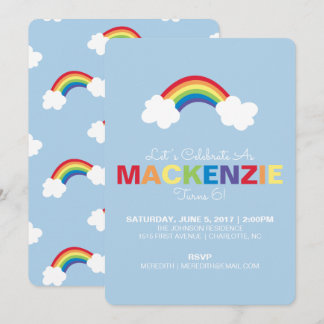 Whimsical Rainbow Birthday Party Einladung