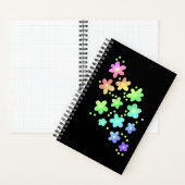 Whimsical Rainbow-Blume Schwarzes Notebook Notizblock (Innen)