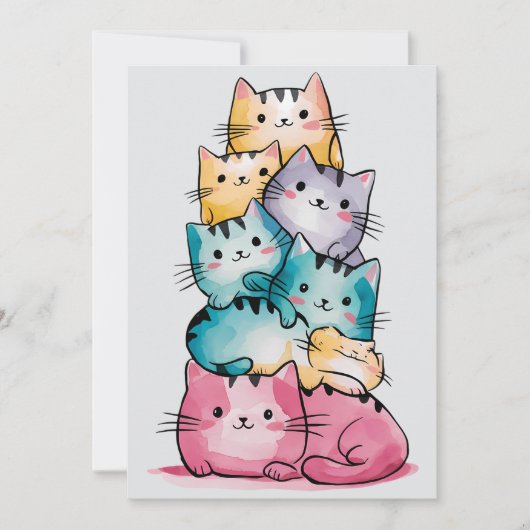 Whimsical Rainbow Cats Einladung zum Geburtstag (Vorderseite)