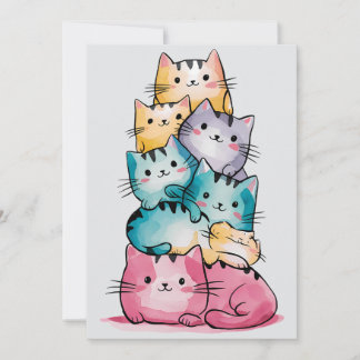 Whimsical Rainbow Cats Einladung zum Geburtstag