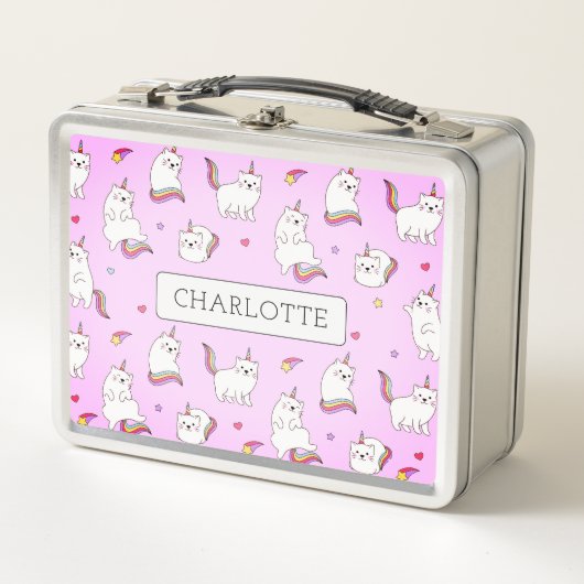 Whimsical Rainbow Cats Metal Lunchbox (Vorderseite)