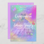 Whimsical Rainbow Diamond Quinceanera Einladung (Vorne/Hinten)