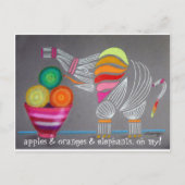 Whimsical Rainbow Elephant Art auf Postkarte (Vorderseite)