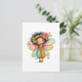 Whimsical Rainbow Fairy Postcard Postkarte (Stehend Vorderseite)