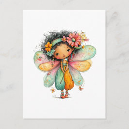Whimsical Rainbow Fairy Postcard Postkarte