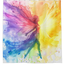 Whimsical Rainbow Fairy - verzauberter Kernpunkt Duschvorhang