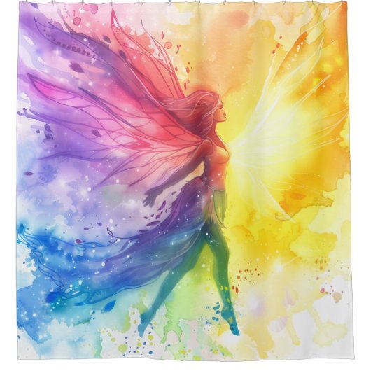 Whimsical Rainbow Fairy - verzauberter Kernpunkt Duschvorhang (Vorderseite)