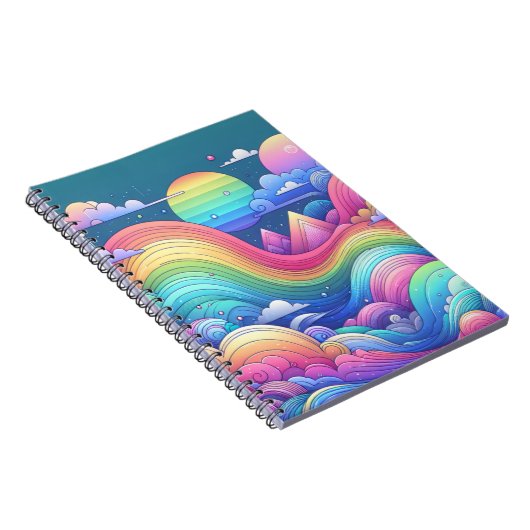 Whimsical Rainbow Fantasy Landscape Notebook Notizblock (Rechte Seite)