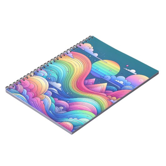 Whimsical Rainbow Fantasy Landscape Notebook Notizblock (Linke Seite)