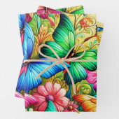 Whimsical Rainbow Garden mit Schmetterlingen Geschenkpapier Set (Beispiel)