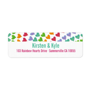 Whimsical Rainbow Heart Sprinkles Address Labels