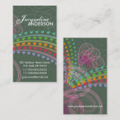 Whimsical Rainbow Hearts Pink Wirbel Visitenkarte (Vorne/Hinten)