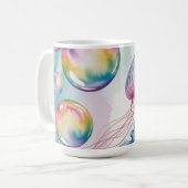 Whimsical Rainbow Jellyfish Watercolor Design Kaffeetasse (Vorderseite Links)