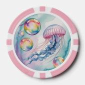 Whimsical Rainbow Jellyfish Watercolor Design Pokerchips (Vorderseite)