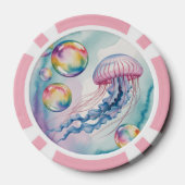 Whimsical Rainbow Jellyfish Watercolor Design Pokerchips (Rückseite)