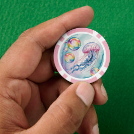 Whimsical Rainbow Jellyfish Watercolor Design Pokerchips