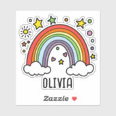 Whimsical Rainbow Personalisiert Girls Aufkleber (Blatt)