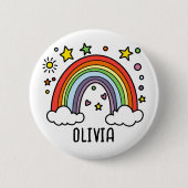 Whimsical Rainbow Personalisiert Girls Button (Vorderseite)