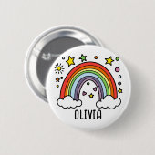 Whimsical Rainbow Personalisiert Girls Button (Vorne & Hinten)