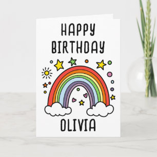 Whimsical Rainbow Personalisiert Girls Geburtstag Karte