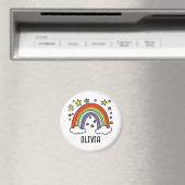 Whimsical Rainbow Personalisiert Girls Magnet (In Situ (Geschirrspüler))