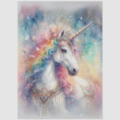 Whimsical Rainbow Sparkle Unicorn Dekoupage Seidenpapier (Vorderseite)