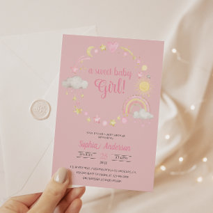 Whimsical Rainbow & Stars Baby Dusche Es ist ein M Einladung