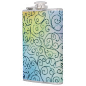 Whimsical Rainbow Swirbel Muster Abstrakt farbig Flachmann (Links)
