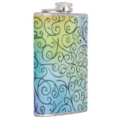 Whimsical Rainbow Swirbel Muster Abstrakt farbig Flachmann (Rechts)