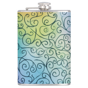 Whimsical Rainbow Swirbel Muster Abstrakt farbig Flachmann