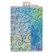 Whimsical Rainbow Swirbel Muster Abstrakt farbig Flachmann (Rückseite)