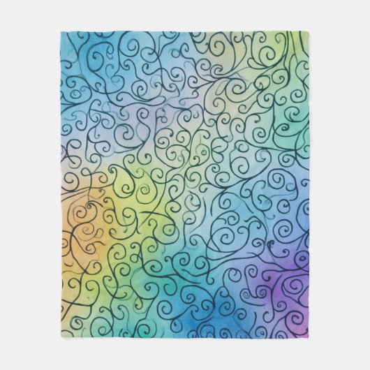 Whimsical Rainbow Swirbel Muster Abstrakt farbig Fleecedecke (Vorderseite)
