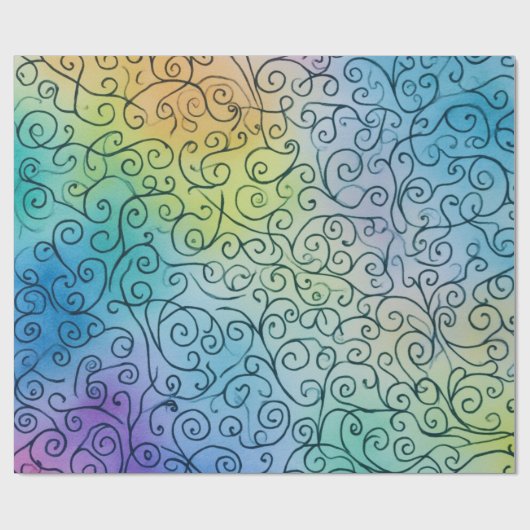 Whimsical Rainbow Swirbel Muster Abstrakt farbig Geschenkpapier (Flach)