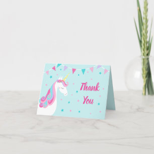 Whimsical Rainbow Unicorn Geburtstag Dankeskarte