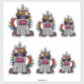 Whimsical Rainbow Unicorn Glitzer Funkelnd Sticker (Blatt)