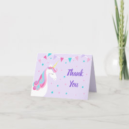 Whimsical Rainbow Unicorn Lila Geburtstag Dankeskarte