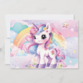 Whimsical Rainbow Unicorn Magical Birthday Foto Einladung (Rückseite)