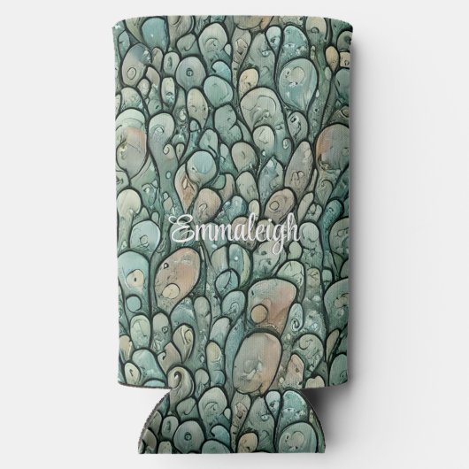 Whimsical Raindrops Mit Monogramm Selters Dosenkühler (Rückseite)