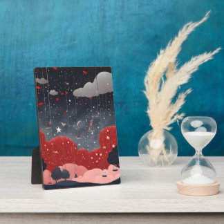 Whimsical Raining Stars Nacht Landschaft AI-Kunst Fotoplatte